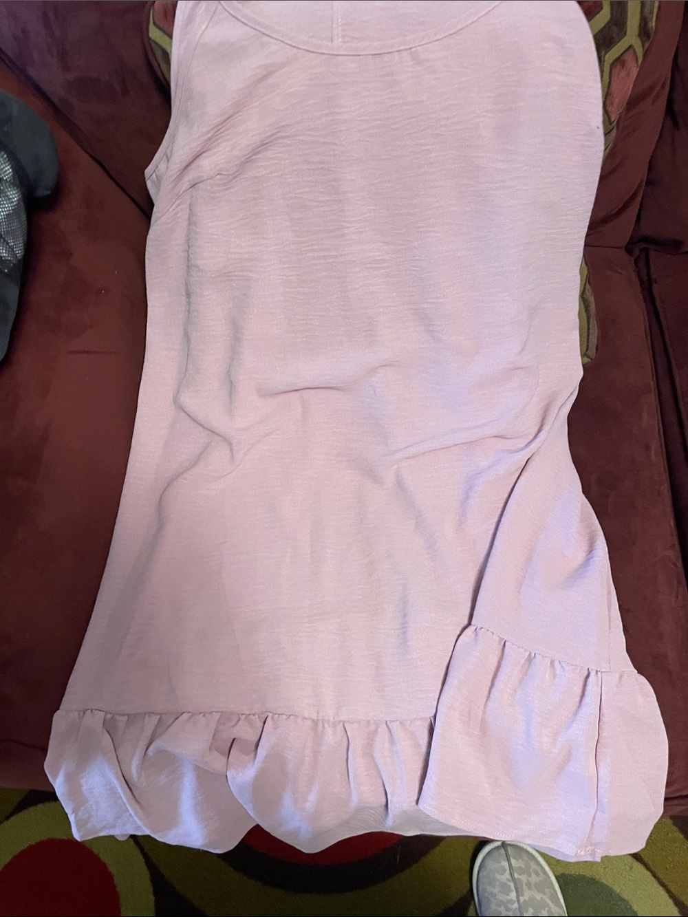 Women's Pink Ruffle Hem Tank Top